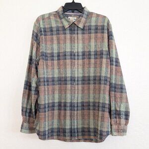 CARBON 2 COBALT Shirt Men's L Multicolor Plaid Casual Pocket Button Long Sleeve